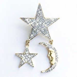 Vintage Moon and Stars Brooch